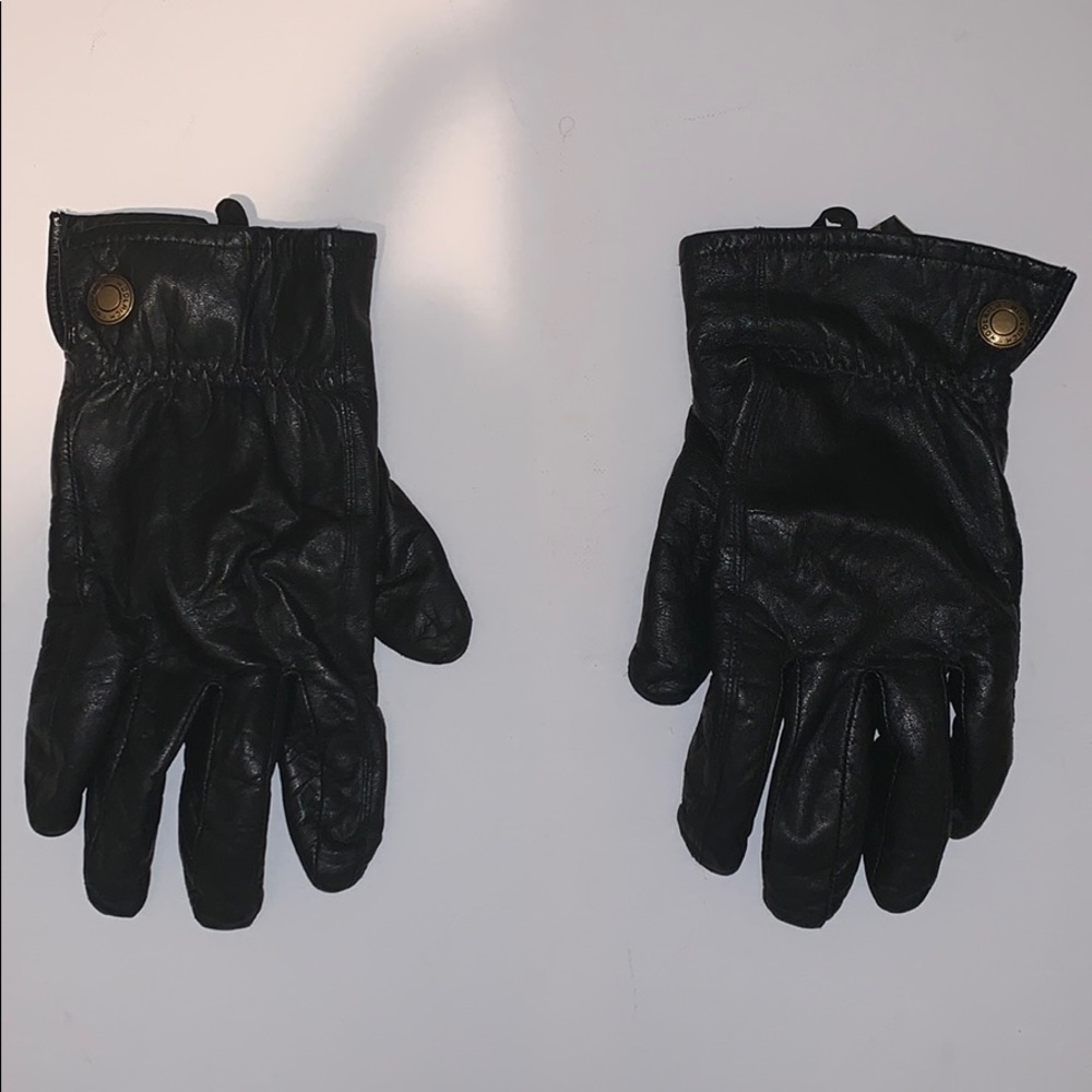 Black leather gloves